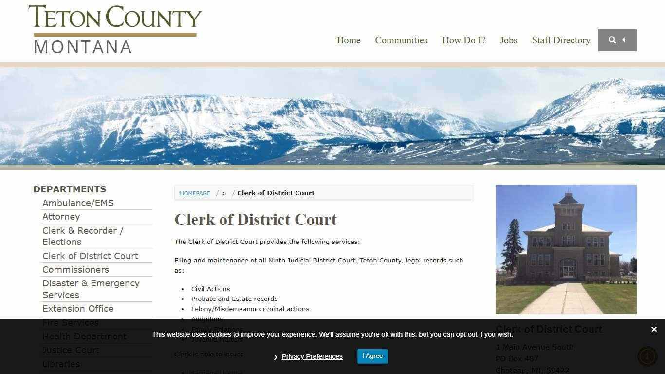 Clerk of District Court | Teton County Montana
